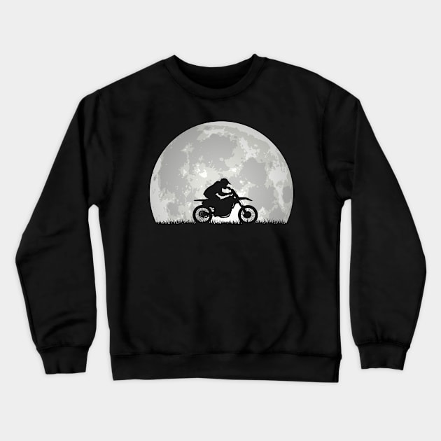 Motorcyclist at night in moonlight Crewneck Sweatshirt by POS